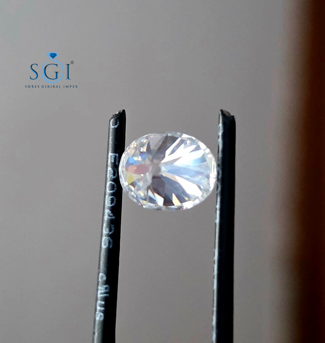 9×7mm Old Mine Oval Shape Moissanite 2.20CT | D Color VVS1 Premium Handmade Loose Stone | Natural Diamond Look