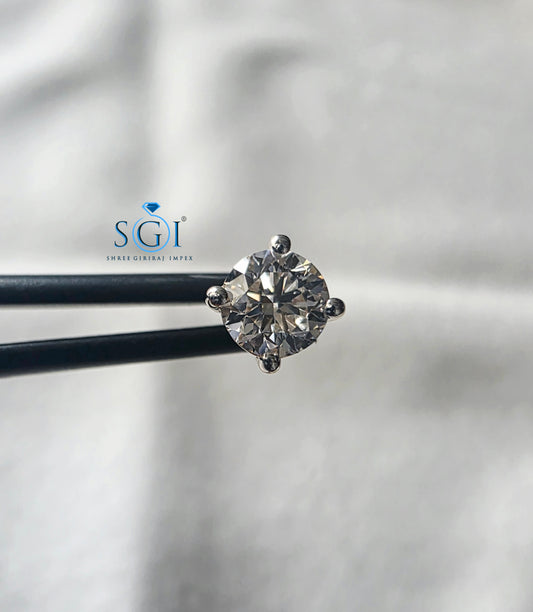 0.50 CT 5mm Round Lab Grown Diamond Single Ear Stud E Color VVS2 Premium Solitaire Diamond Earring