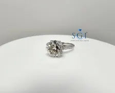 Vintage Style 3.30ct Moissanite Ring: Sterling Silver, Old European Cut