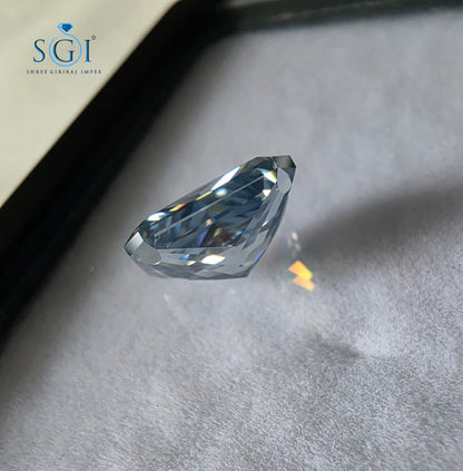 3.15 CT Blue Elongated Radiant Cut Moissanite 7x10mm | Lab Created Loose Gemstone for Custom Jewelry