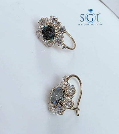 5.05 CTW Lab Grown Diamond & Portuguese Moissanite Stud Earrings, 18K Yellow Gold Luxury Earrings, CVD Diamond Jewelry, Fine Gift for Her