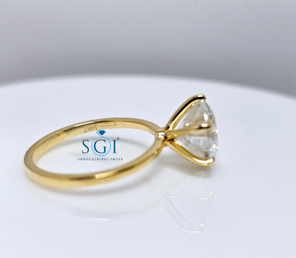 3ct Lab-Grown Diamond Solitaire Ring: E VVS1 Yellow Gold Engagement