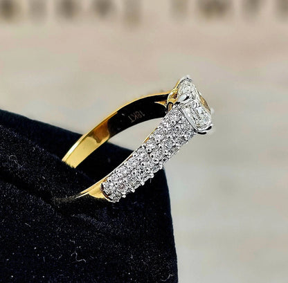 1.64ctw Lab-Grown Diamond Proposal Ring: Cushion & Round, Yellow Gold