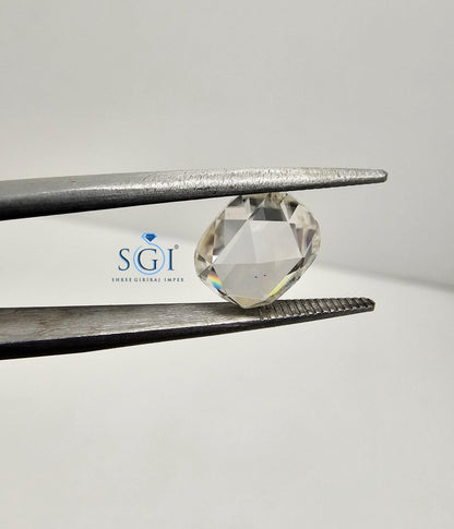 Cushion Shape 3.5ct Rose Cut Moissanite | Real Diamond Look | For Rings & Custom Jewelry