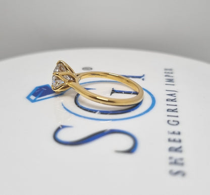 Yellow Gold 2 CT Lab Grown Diamond Engagement Ring – Solitaire Wedding Band