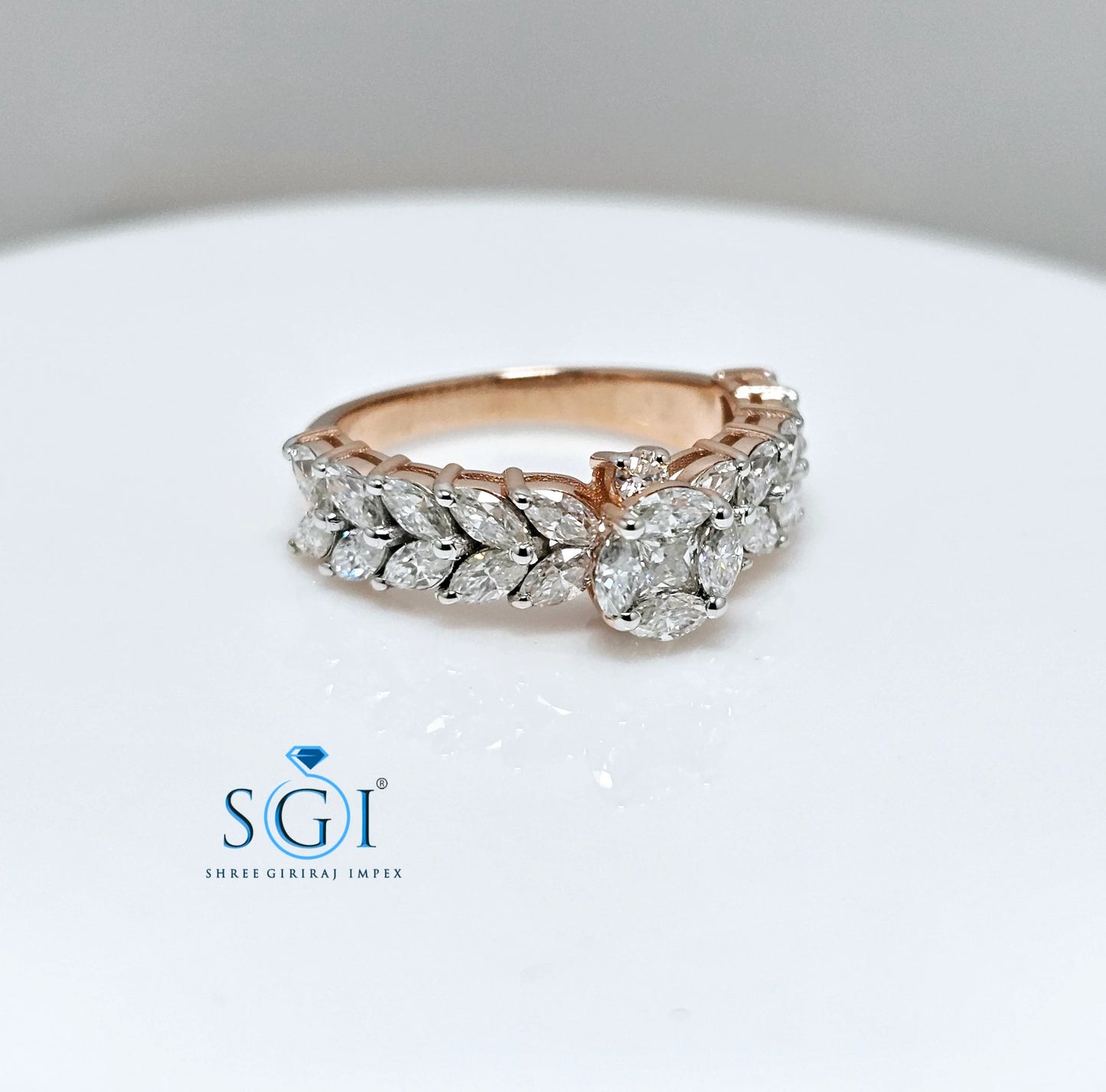 2.5ctw Moissanite Rose Gold Engagement Ring: Fancy Cut DE VVS