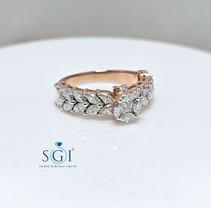 2.5ctw Moissanite Rose Gold Engagement Ring: Fancy Cut DE VVS