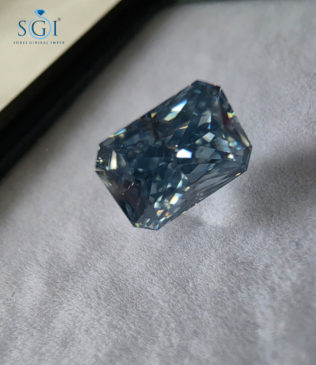 3.15 CT Blue Elongated Radiant Cut Moissanite 7x10mm | Lab Created Loose Gemstone for Custom Jewelry