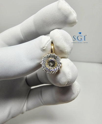 18K Gold Moissanite Solitaire Pendant: Handmade Fine Jewelry, 4.15 Carat