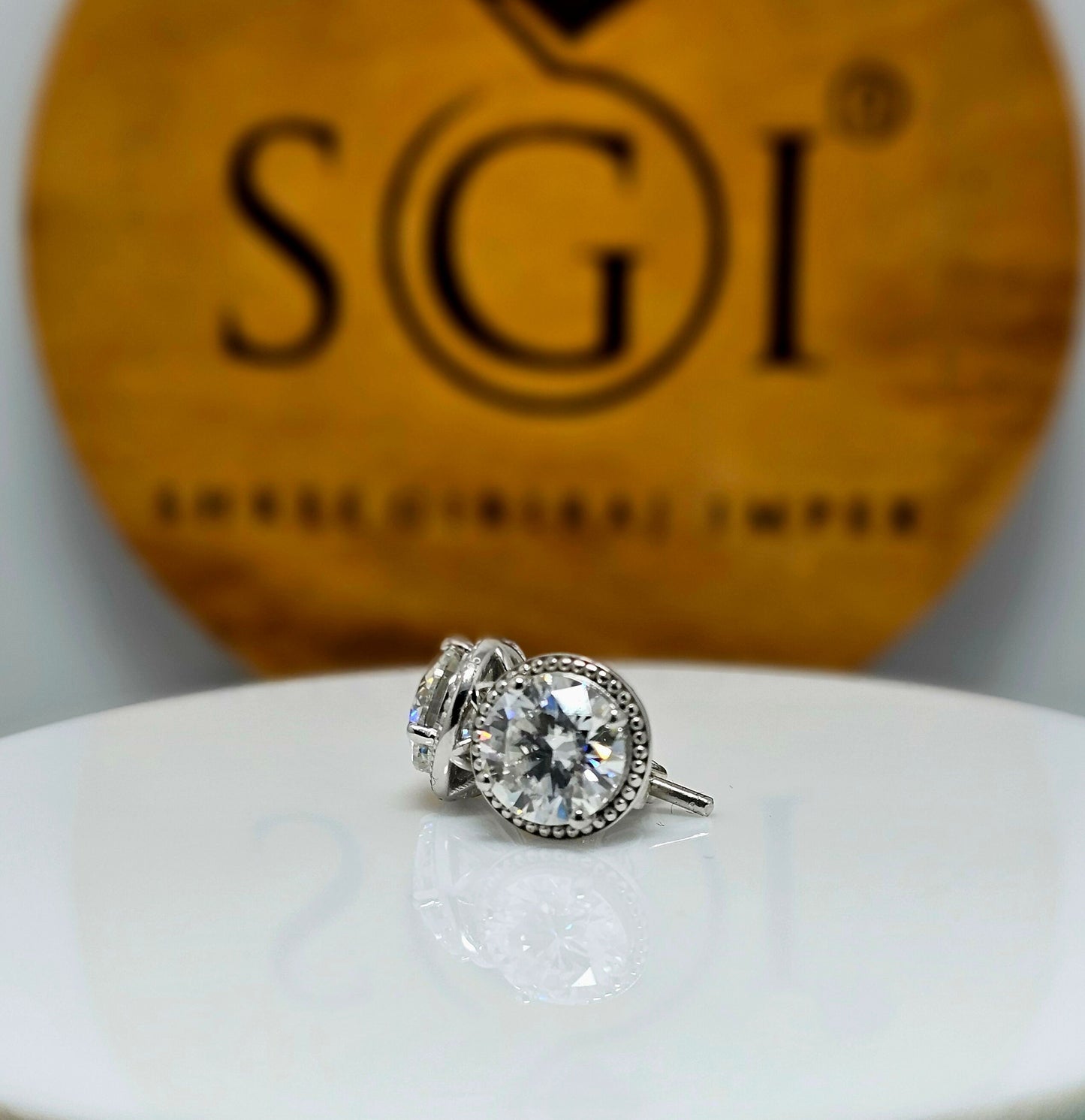 4ctw Moissanite Stud Earrings: White Gold Solitaire D VVS1
