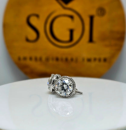 4ctw Moissanite Stud Earrings: White Gold Solitaire D VVS1