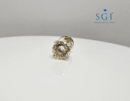 Men’s 6.5mm Fancy Yellow Moissanite Stud – 1CT Solitaire in White Gold