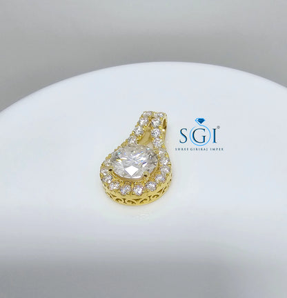 4ctw Moissanite Halo Pendant: Yellow Gold Wedding Jewelry