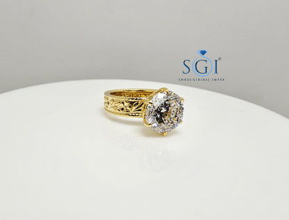 18K Yellow Gold Ring: 3.51 Ct Lab-Grown Portuguese Cut Diamond