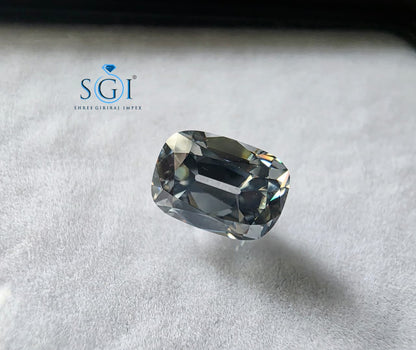 3 CT Grey Elongated Cushion Moissanite 10x7mm | Old European Cut Lab Created Loose Gemstone