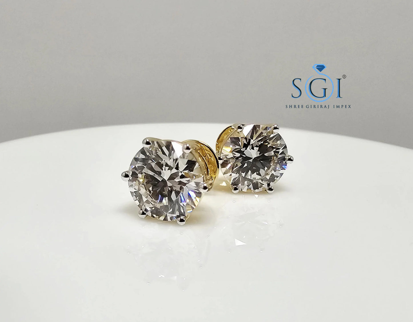5.10 Ct Lab-Grown Diamond Stud Earrings: 18K Yellow Gold, IGI Certified