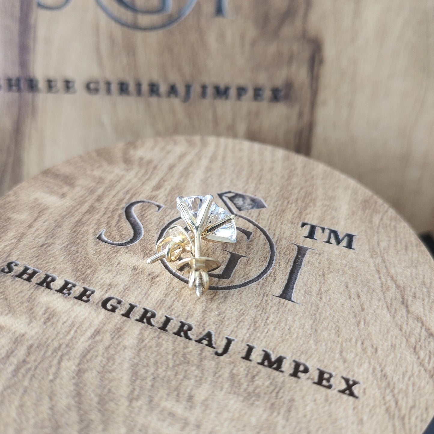Yellow Gold Moissanite Stud Earrings: 2ctw Round Solitaire