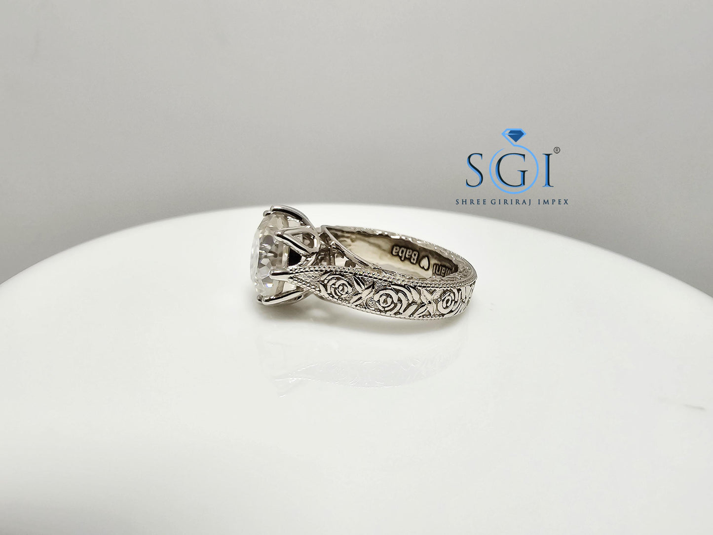Antique Style Moissanite Ring | 925 Sterling Silver, 4.10 Ct