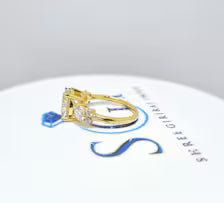 Yellow Gold Moissanite Engagement Ring – 4 CTW Round Cut with Side Stones