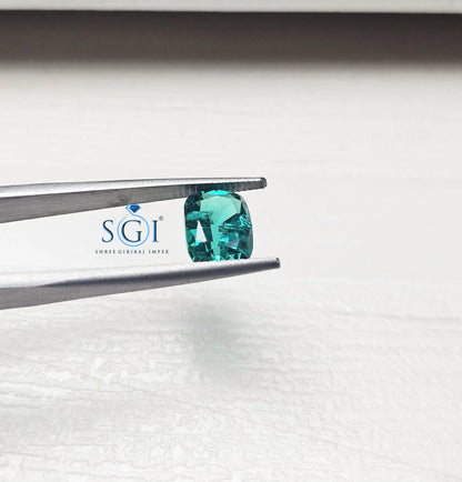 3.70CT Lab Grown Emerald: Old Mine Cushion Cut Zambian Green Gemstone