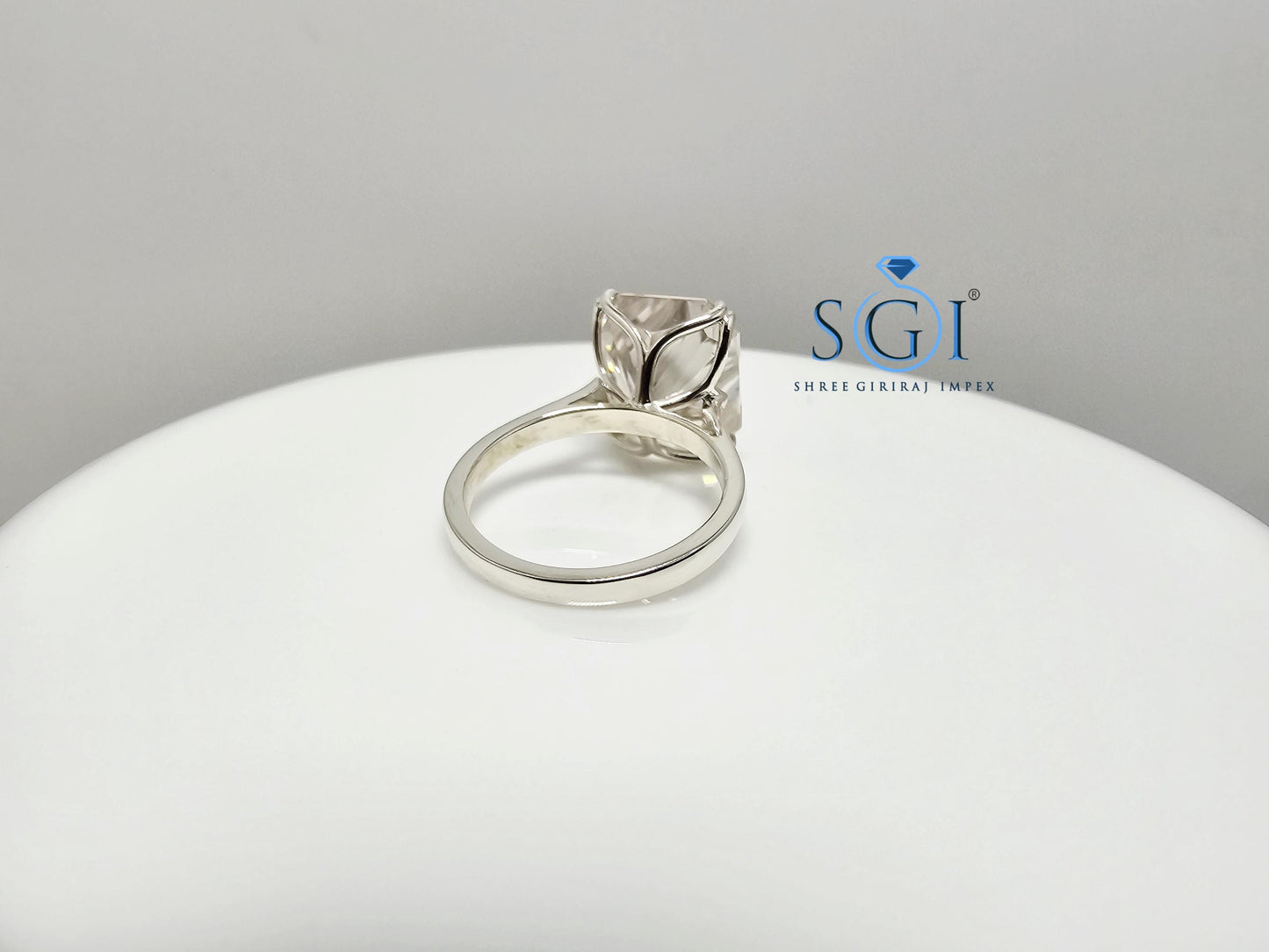 Large 9.75 Carat Light Pink Radiant Moissanite Silver Ring – Women’s Unique Engagement Jewelry