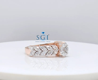 2.5ctw Moissanite Rose Gold Engagement Ring: Fancy Cut DE VVS