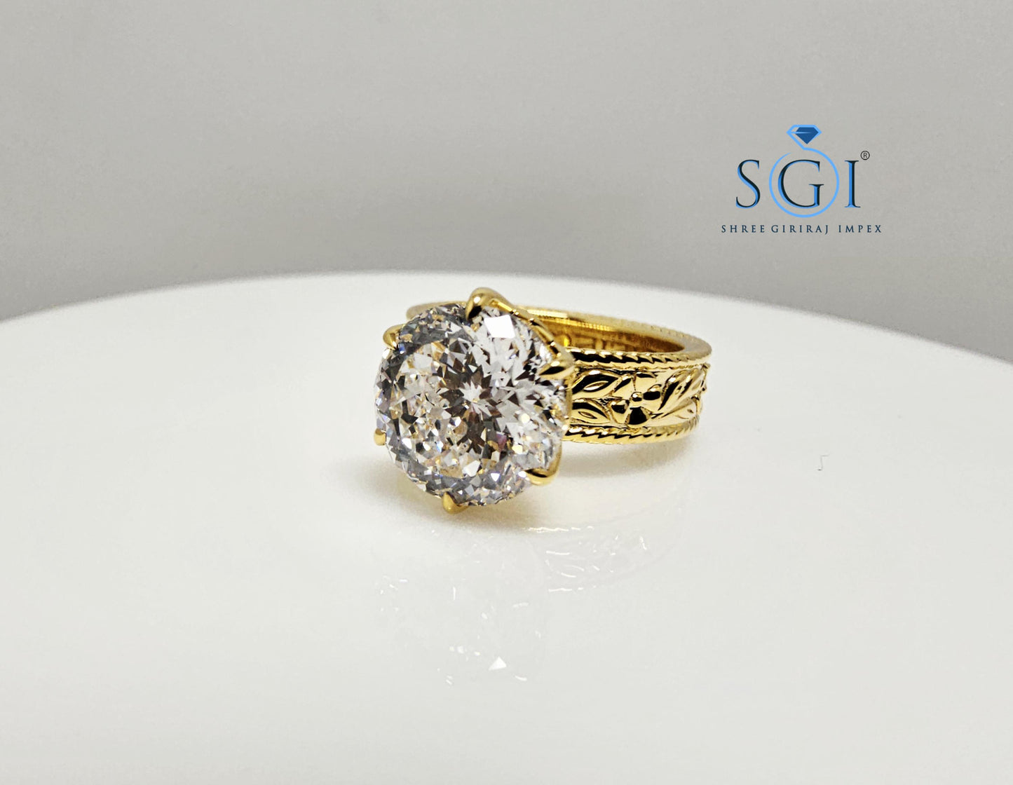 18K Yellow Gold Ring: 3.51 Ct Lab-Grown Portuguese Cut Diamond