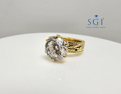 18K Yellow Gold Ring: 3.51 Ct Lab-Grown Portuguese Cut Diamond