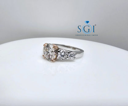 4.15ctw Lab Grown Diamond Five Stone White Gold Engagement Ring