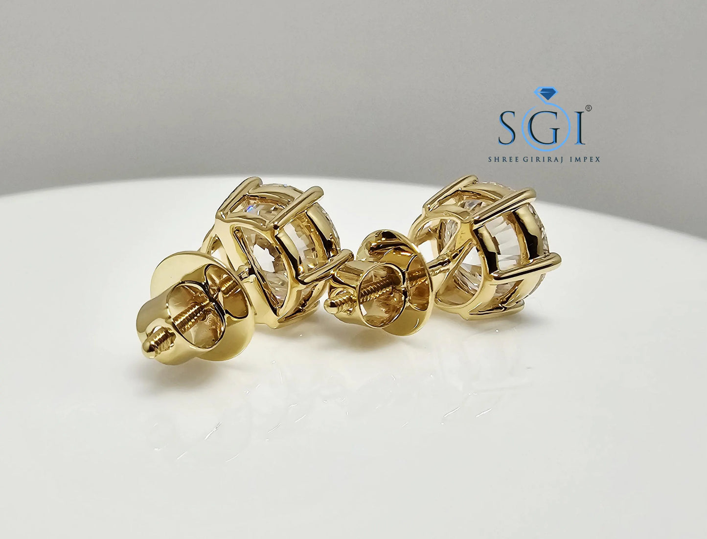 5.10 Ct Lab-Grown Diamond Stud Earrings: 18K Yellow Gold, IGI Certified