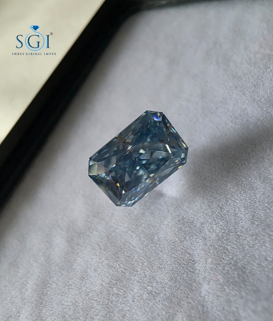 3.15 CT Blue Elongated Radiant Cut Moissanite 7x10mm | Lab Created Loose Gemstone for Custom Jewelry