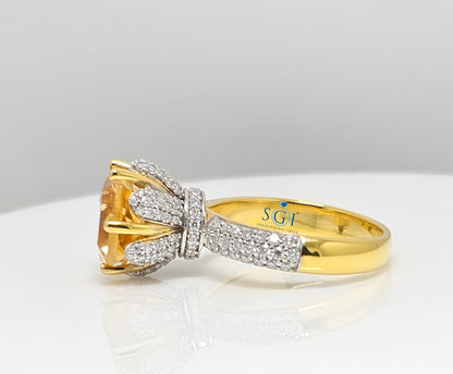 Fancy Yellow Topaz Engagement Ring: 14K Gold Moissanite Accent