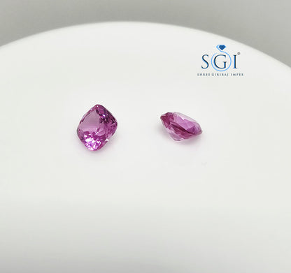 Lab Grown Pink Sapphire: 4.50ct Cushion Cut Loose Gemstone