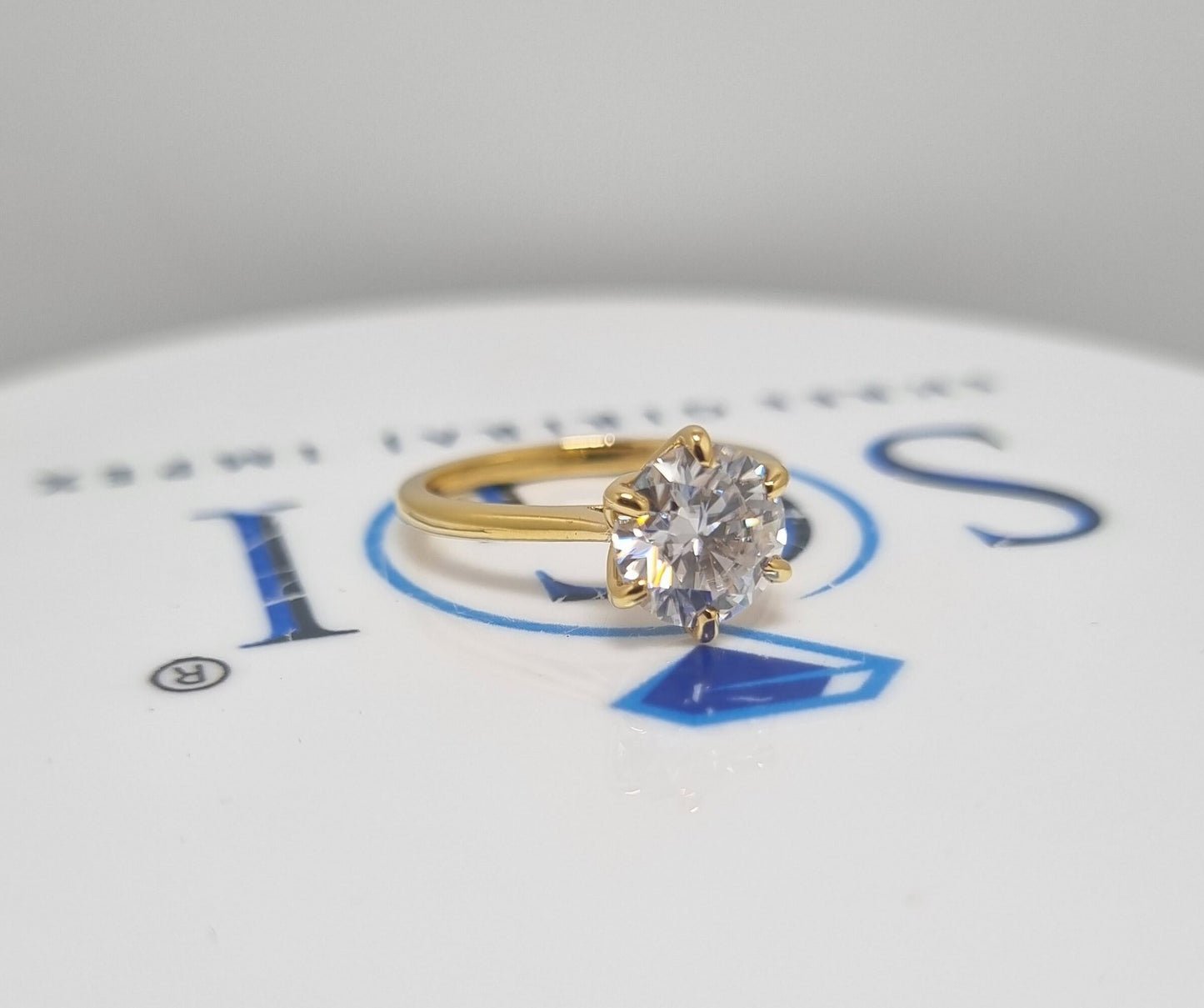 Yellow Gold 2 CT Lab Grown Diamond Engagement Ring – Solitaire Wedding Band
