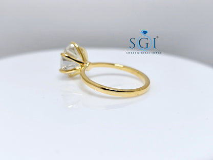 3ct Lab-Grown Diamond Solitaire Ring: E VVS1 Yellow Gold Engagement
