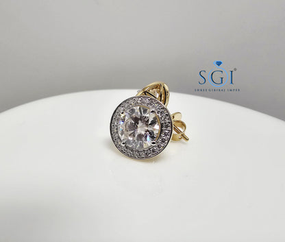 4.72 Ct White Moissanite Diamond Luxurious Earrings in 14K Hallmarked Gold Elegant Fine Jewelry
