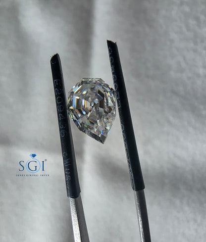 3 CT Step Cut Pear Shape Moissanite Loose Stone | Emerald Style Facets Lab Created Gemstone for Custom Jewelry