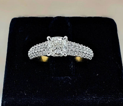 1.64ctw Lab-Grown Diamond Proposal Ring: Cushion & Round, Yellow Gold