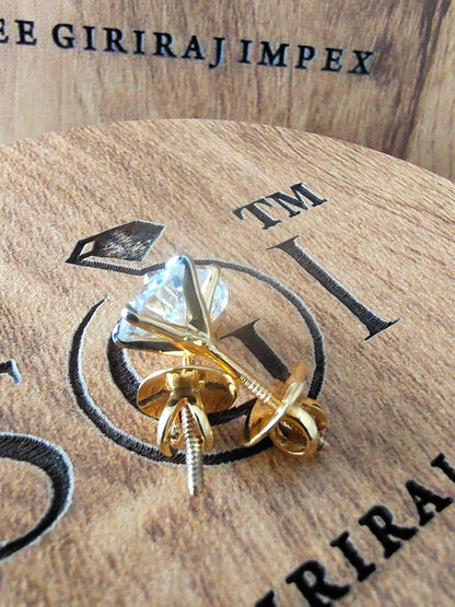 Yellow Gold Moissanite Stud Earrings: 2ctw Round Solitaire
