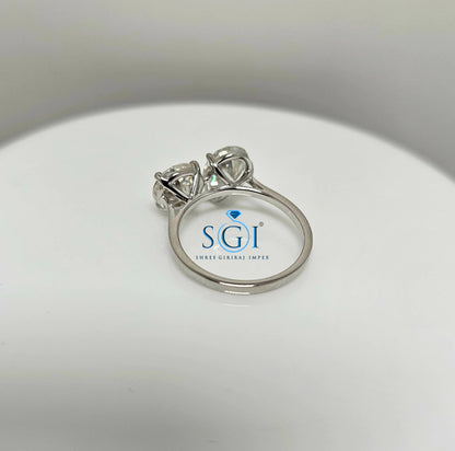 3.5ctw Moissanite Double Stone Ring: White Gold , Pear & Round Engagement