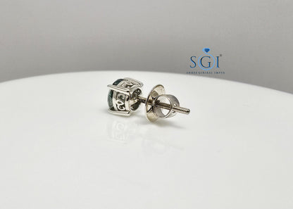 Blue Moissanite Solitaire Stud – Men’s White Gold 6.5mm Earring