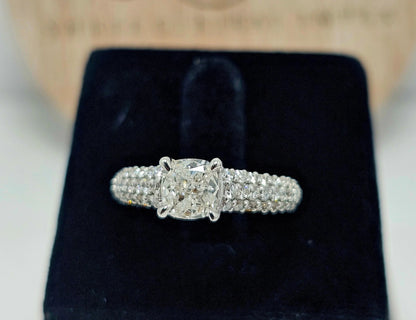 1.64ctw Lab-Grown Diamond Proposal Ring: Cushion & Round, Yellow Gold