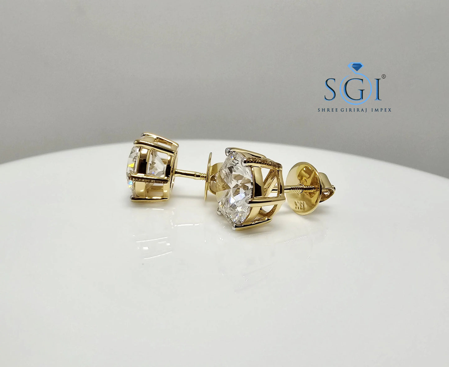 5.10 Ct Lab-Grown Diamond Stud Earrings: 18K Yellow Gold, IGI Certified