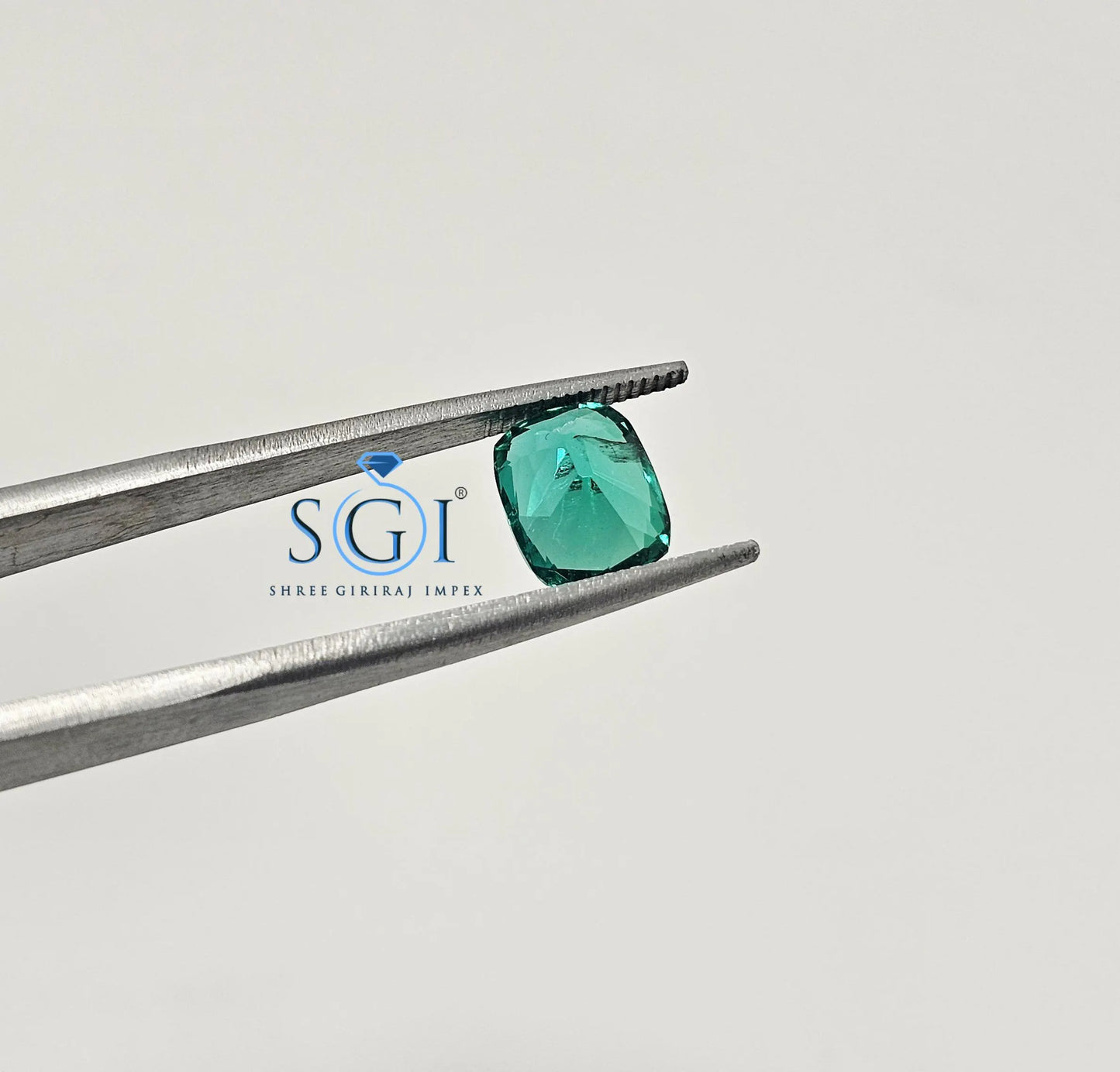 3.70CT Lab Grown Emerald: Old Mine Cushion Cut Zambian Green Gemstone
