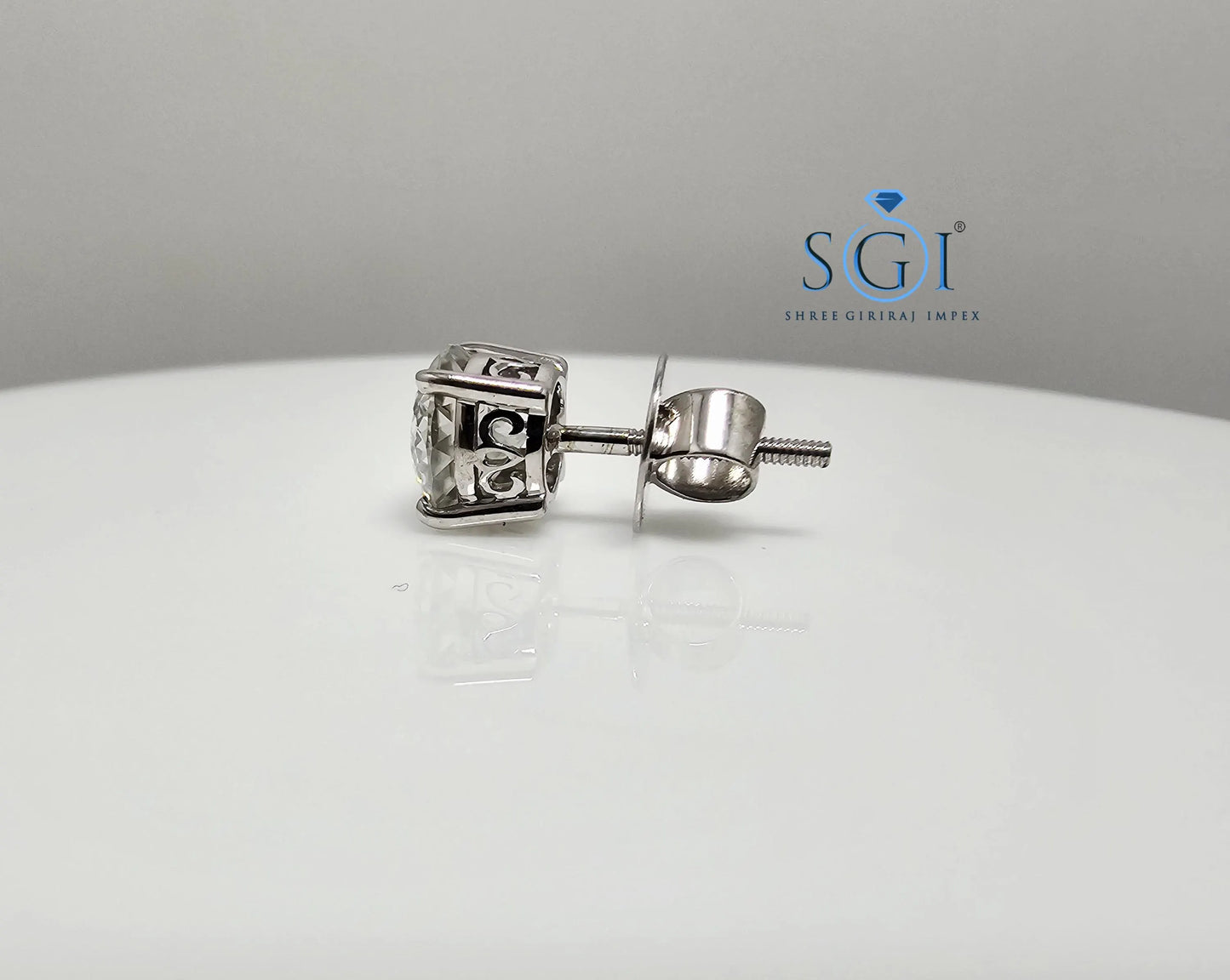 Men’s Moissanite Solitaire Stud – 7mm 1.35CT Portuguese Cut in White Gold