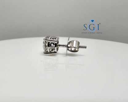 Men’s Moissanite Solitaire Stud – 7mm 1.35CT Portuguese Cut in White Gold