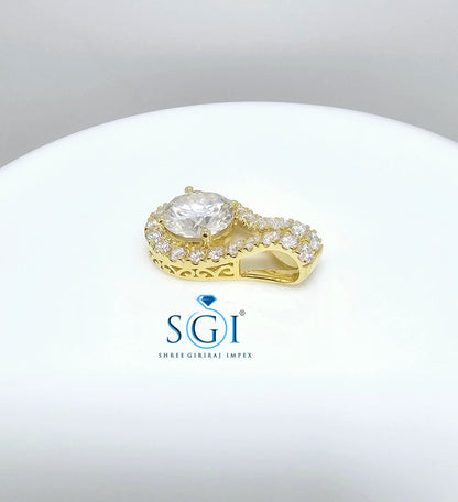 4ctw Moissanite Halo Pendant: Yellow Gold Wedding Jewelry