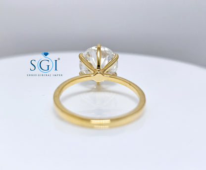 3ct Lab-Grown Diamond Solitaire Ring: E VVS1 Yellow Gold Engagement