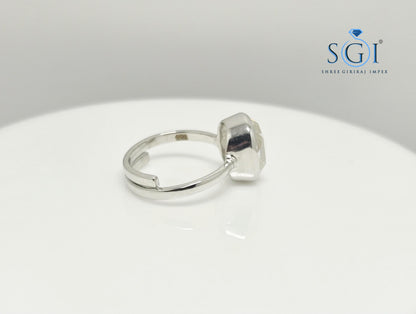 3.5ct Cushion Rose Cut Moissanite Engagement Ring: Adjustable Bezel Setting