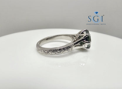 Elegant 3Ct Natural Green Octa Hexagon Moissanite Ring in Silver Vintage StyleJewelry